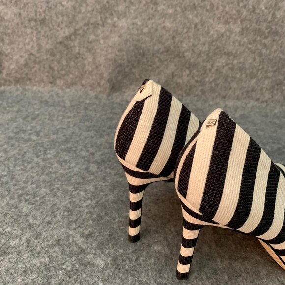 Sam Edelman Hazel Women’s Black and Off White Stripes Heel Pointed Shoes - Picture 8 of 14